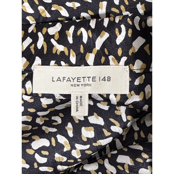 Lafayette 148 Top Womens Extra Small Abstract Button Up Comfort Casual 100% Silk - Picture 6 of 10